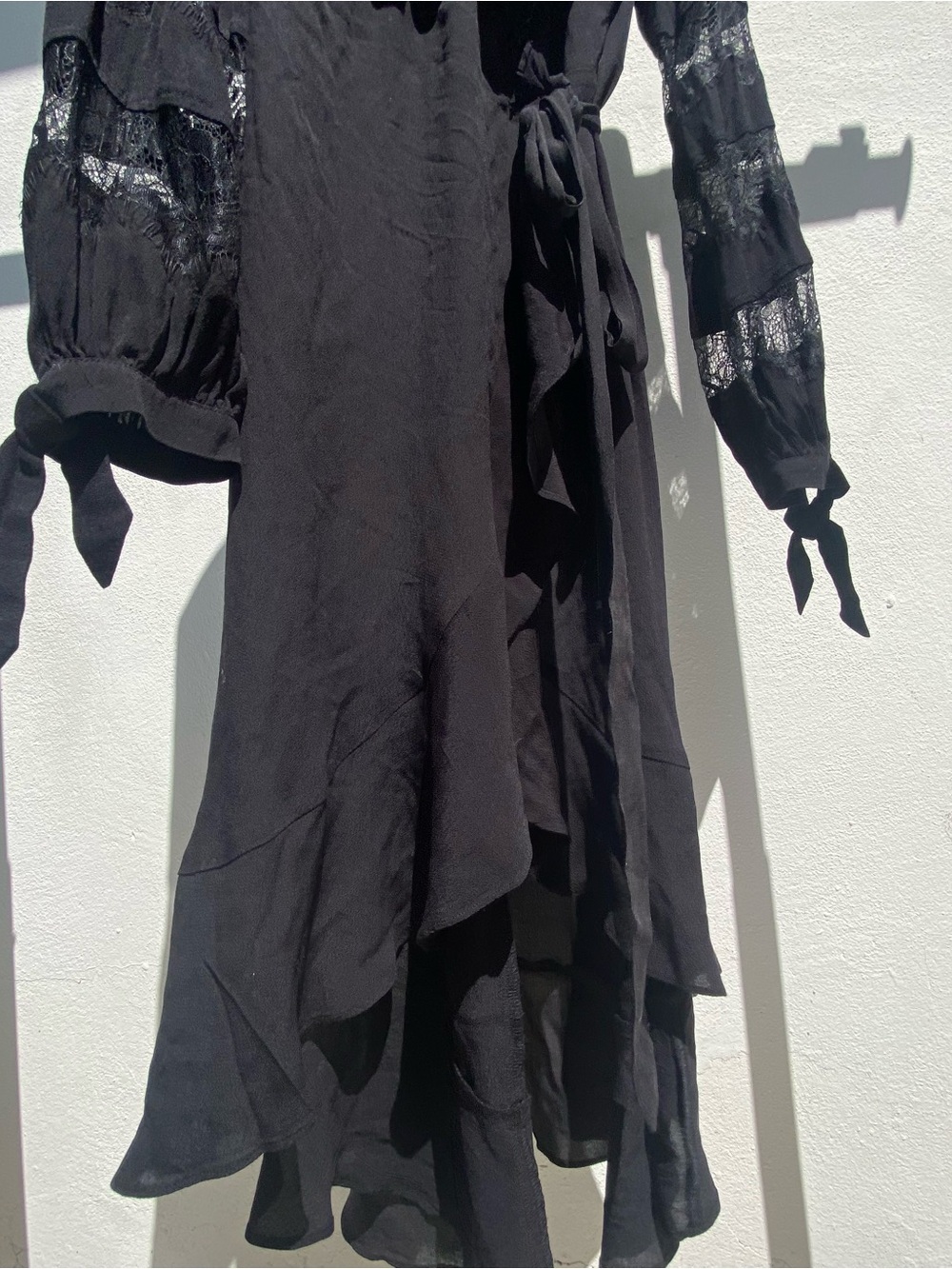 Hale Bob Whimsygoth Black LaceWrap Midi Dress Size Medium - Picture 8 of 13